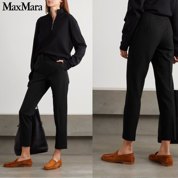 NEW Max Mara Pegno slim fit cropped ankle trouser charcoal grey gray NWT size 8 - Picture 1 of 6